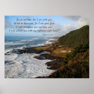 Rugged Ocean Coast Isaiah 41:10 Print Poster