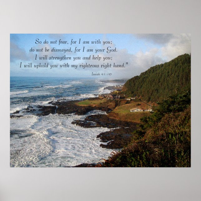 Rugged Ocean Coast Isaiah 41:10 Print Poster (Vorne)