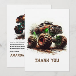 Rugged Off-Road Monster Truck Geburtstag Dankeskarte