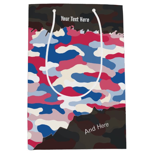 Rugged Patriotic Camouflage Personalisiert Mittlere Geschenktüte (Vorderseite)