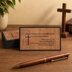 Rugged Stamps Brown Leather Church Visitenkarte