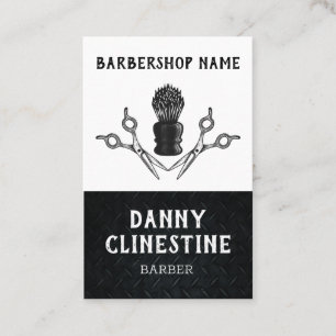 Rugged Trendy Modern Barber Scissors Barbershop Visitenkarte