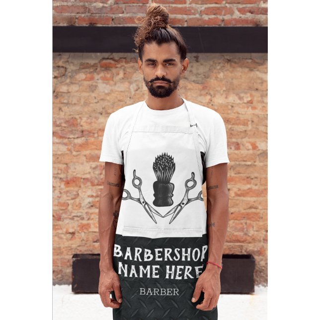 Rugged Trendy Modern Barbershop Barbershop Schürze (Barbershop barber custom modern trendy apron)
