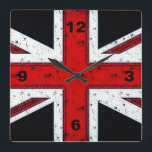 Rugged Union Jack Quadratische Wanduhr<br><div class="desc">Rugged Union Jack</div>