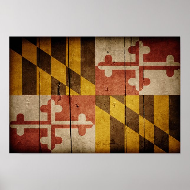Rugged Wood Maryland Flag Poster (Vorne)