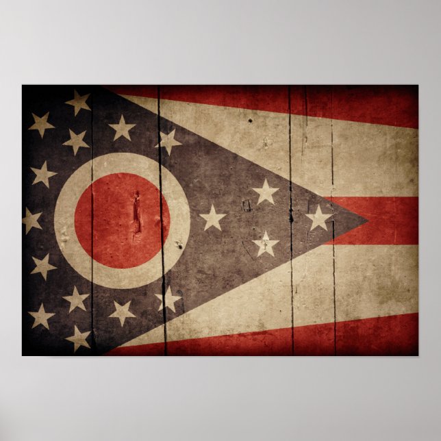 Rugged Wood Ohio Flag Poster (Vorne)