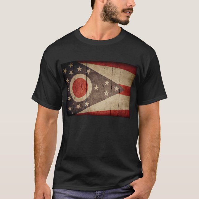 Rugged Wood Ohio Flag T-Shirt (Vorderseite)