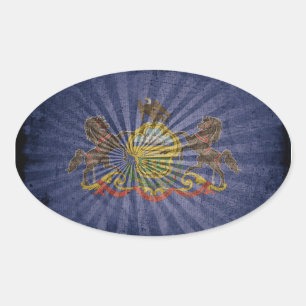 Rugged Wood Pennsylvania Flag Ovaler Aufkleber