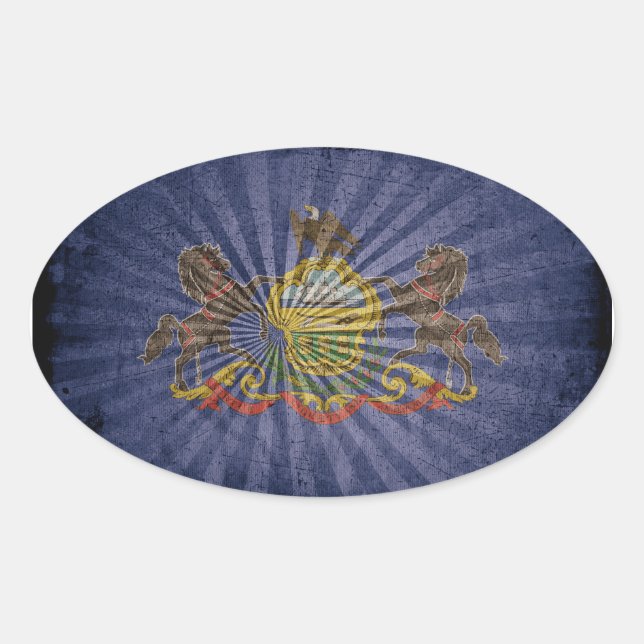 Rugged Wood Pennsylvania Flag Ovaler Aufkleber (Vorderseite)