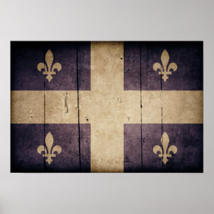 Rugged Wood Quebec Flag Poster