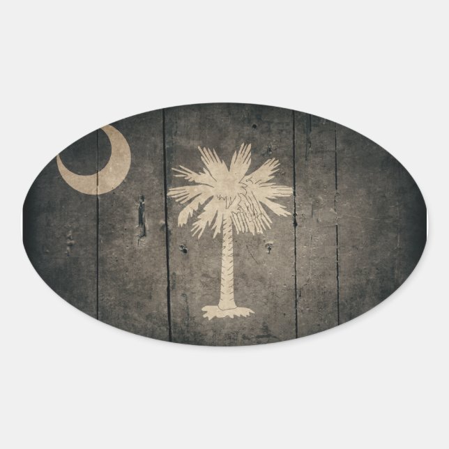Rugged Wood South Carolina Flag Ovaler Aufkleber (Vorderseite)
