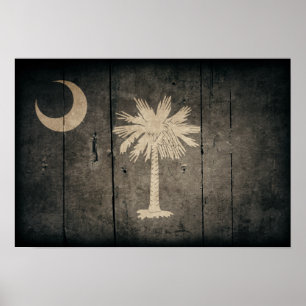 Rugged Wood South Carolina Flag Poster