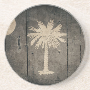 Rugged Wood South Carolina Flag Sandstein Untersetzer