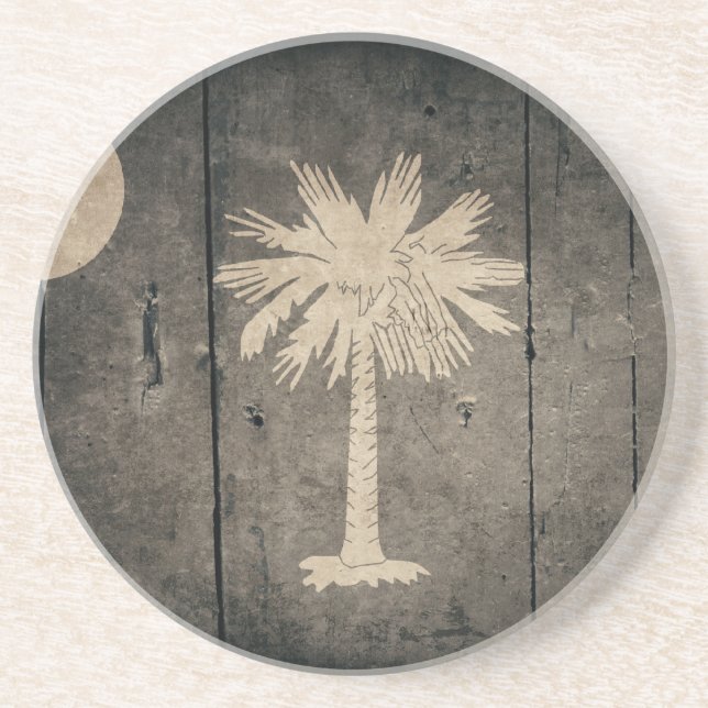 Rugged Wood South Carolina Flag Sandstein Untersetzer (Vorne)