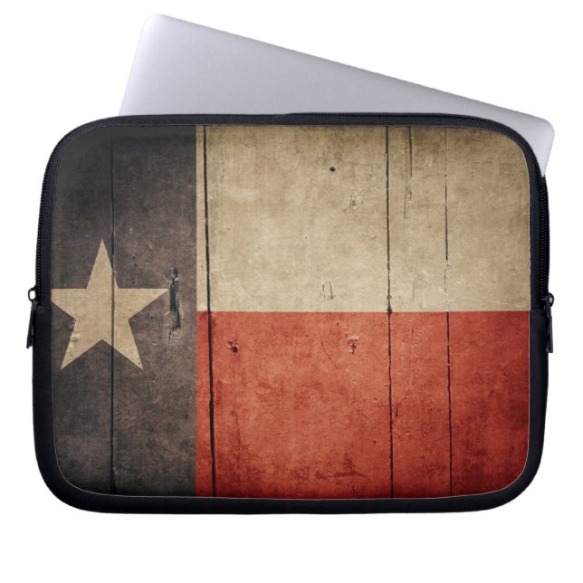 Rugged Wood Texas Flag Laptopschutzhülle (Vorderseite)