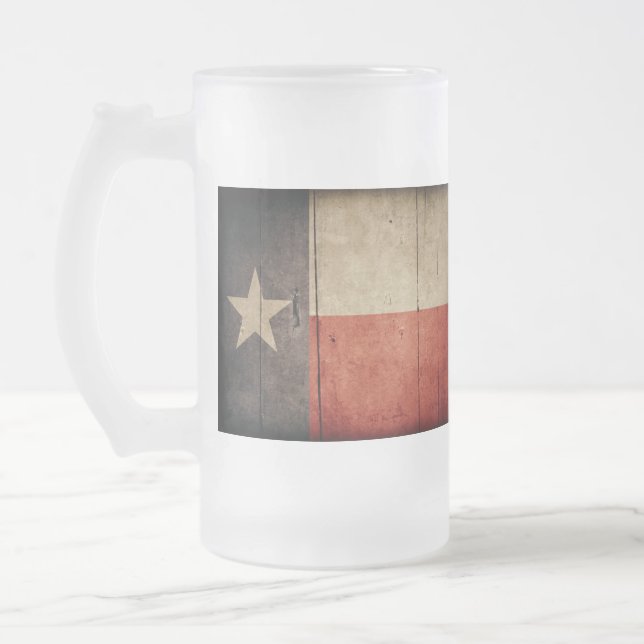 Rugged Wood Texas Flag Mattglas Bierglas (Links)