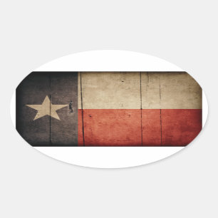 Rugged Wood Texas Flag Ovaler Aufkleber