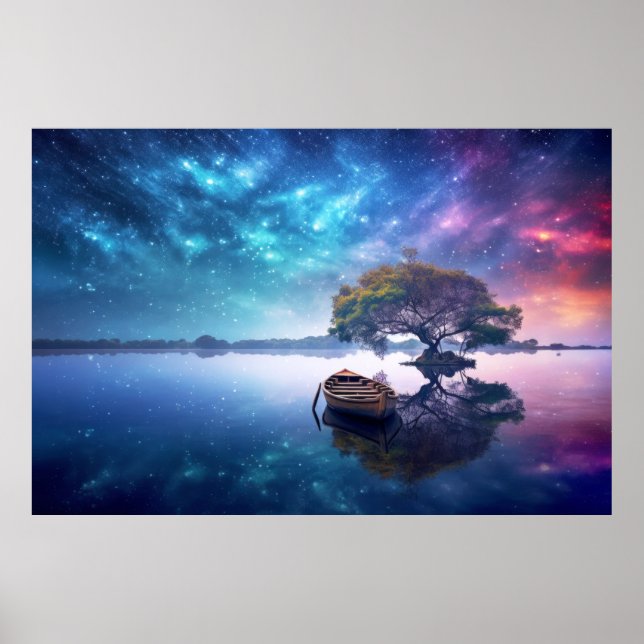 Ruhe am Lago Nature Fantastische Landschaft Kunst, Poster (Vorne)