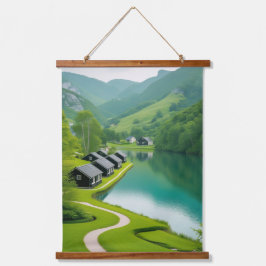 "Ruhe am See, Majestät im Gebirge - in Ihrem Raum" Wandteppich Mit Holzrahmen