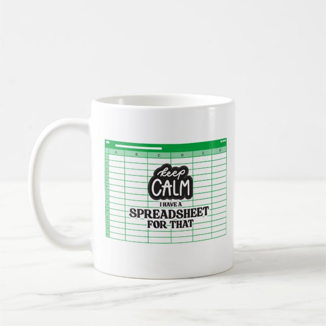 Ruhe behalten habe ich dafür eine Tabelle Kaffeetasse (Links)