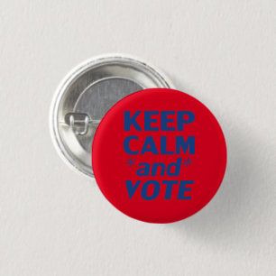 "Ruhe behalten und abstimmen" blau, rot - Button