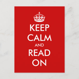 Ruhe behalten und auf Postkarte gelesen