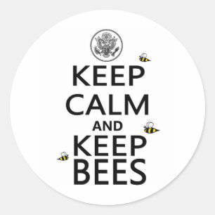 Ruhe behalten und Bienen Behalten Runder Aufkleber