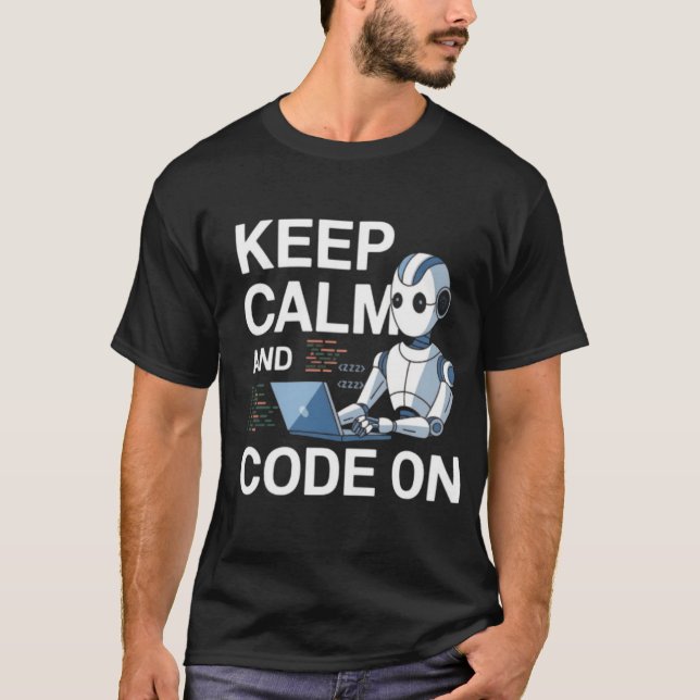 Ruhe behalten und Code auf T-Shirt (Vorderseite)