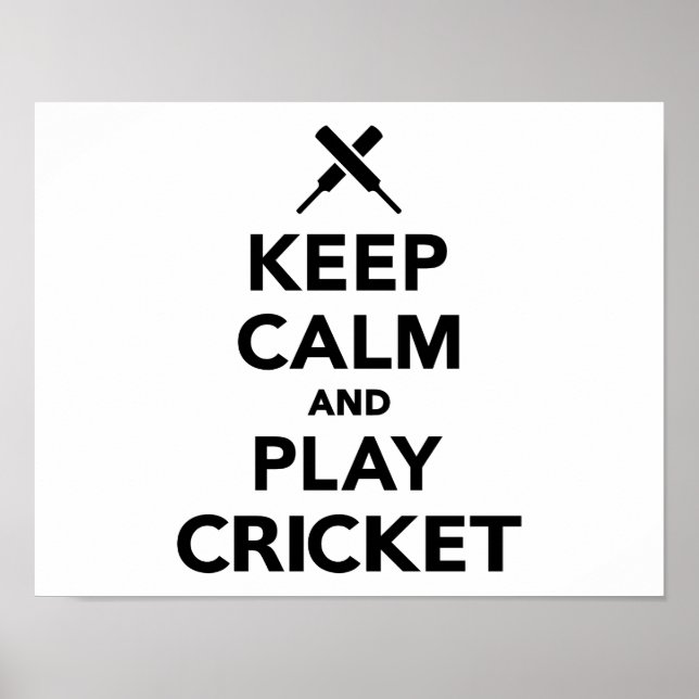 Ruhe behalten und Cricket spielen Poster (Vorne)