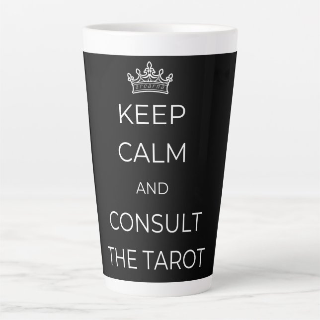 Ruhe behalten und das Tarot Latte Tasse konsultier (Vorderseite)