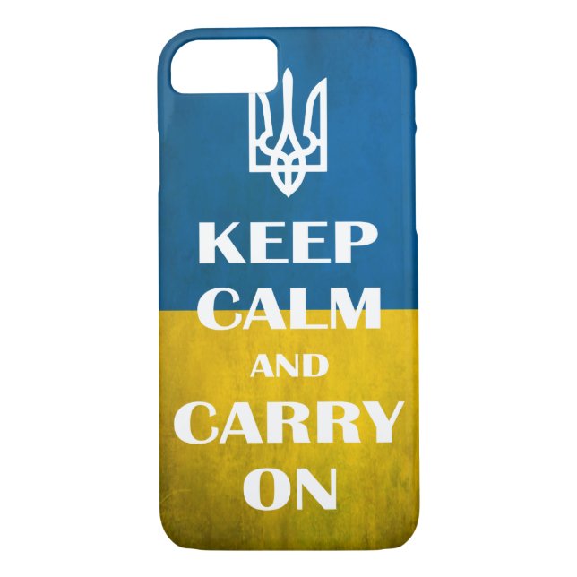 Ruhe behalten und das ukrainische Emblem-Trident w Case-Mate iPhone Hülle (Rückseite)