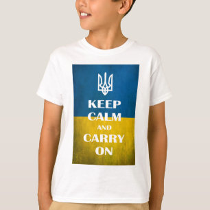 Ruhe behalten und das ukrainische Emblem-Trident w T-Shirt