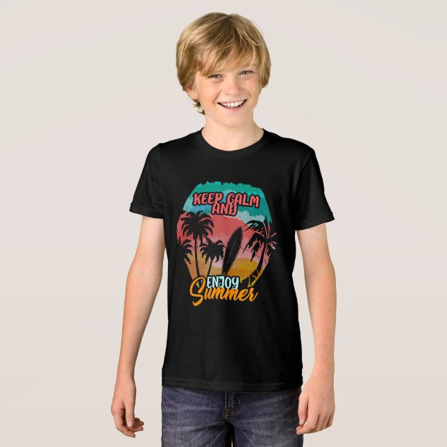 Ruhe behalten und den Sommer genießen Tri-Blend Shirt (Vorderseite voll)