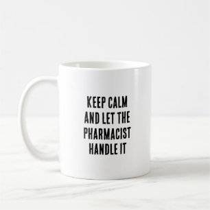 Ruhe behalten und der Apotheker gelassen. Kaffeetasse