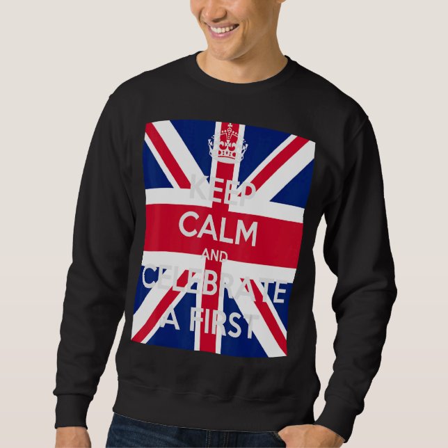 Ruhe behalten und einen ersten Text auf der Gewerk Sweatshirt (Vorderseite)
