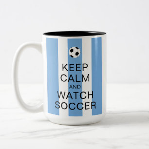 Ruhe behalten und Fußball Argentinien Blaue Streif Zweifarbige Tasse