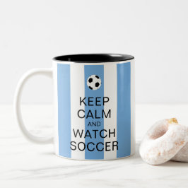 Ruhe behalten und Fußball Argentinien Blaue Streif Zweifarbige Tasse