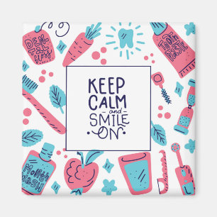 Ruhe behalten und Lächeln auf   Niedlicher Satz Magnet