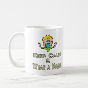 Ruhe behalten und Maske tragen Kaffeetasse