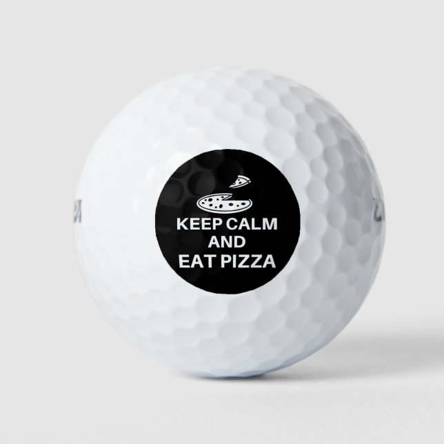 Ruhe behalten und Pizza essen Golfball (Vorderseite)