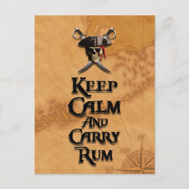 Ruhe behalten und Rum tragen Postkarte (Vorderseite)