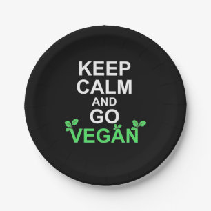 Ruhe behalten und Vegan werden Pappteller