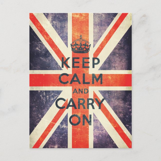 Ruhe behalten und Vintage Flagge der Union Postkarte (Vorderseite)