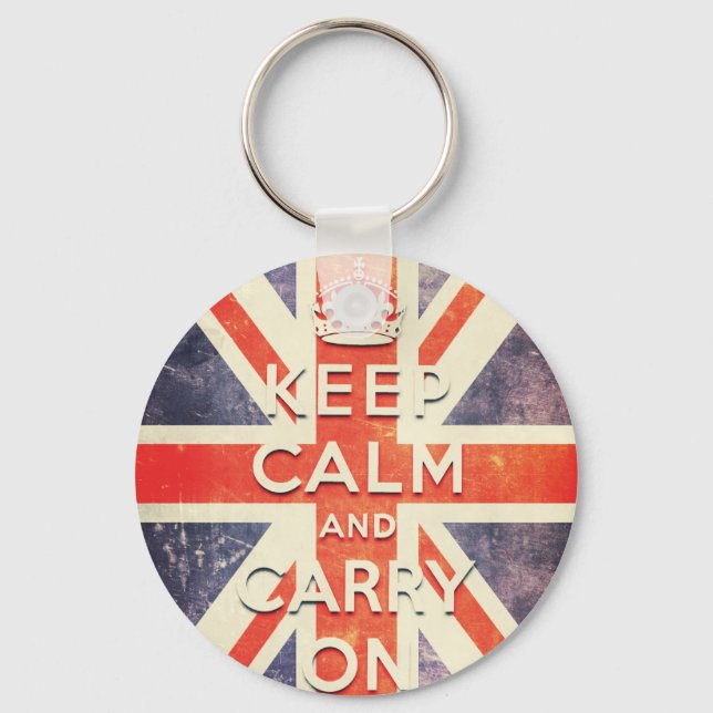 Ruhe behalten und Vintage Flagge der Union Schlüsselanhänger (Vorderseite)