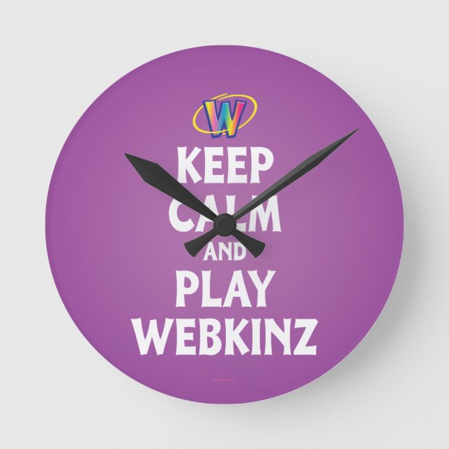 Ruhe behalten und Webkinz wiedergeben Runde Wanduhr (Vorderseite)