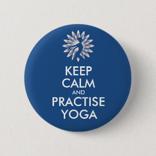 Ruhe behalten und Yoga praktizieren Button
