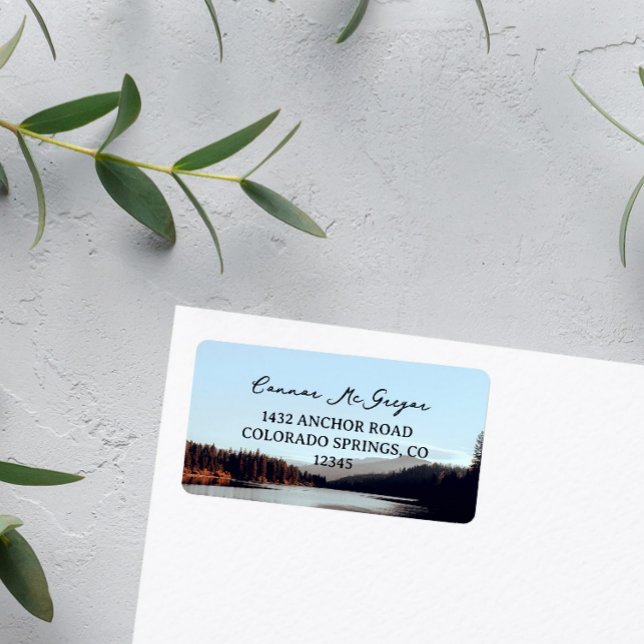 Ruhe Bergsee Wald Landschaft Adressaufkleber (Von Creator hochgeladen)