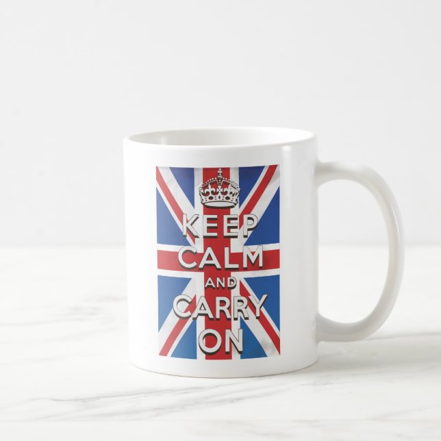 Ruhe bewahren und auf britischer Flagge fahren Kaffeetasse (Rechts)