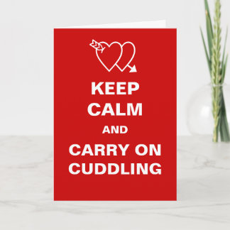 Ruhe bewahren und den Cuddling-Valentinstag tragen Feiertagskarte