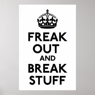 Ruhe bewahren und die Parody-Printwerbung fortsetz Poster